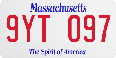 MA license plate 9YT097