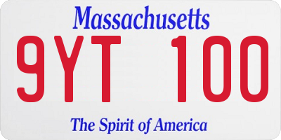 MA license plate 9YT100