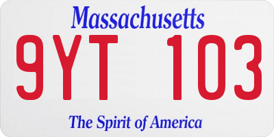 MA license plate 9YT103