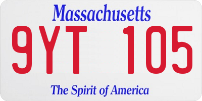 MA license plate 9YT105