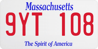 MA license plate 9YT108