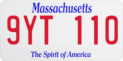 MA license plate 9YT110