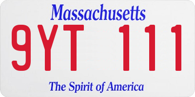 MA license plate 9YT111