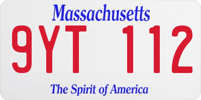 MA license plate 9YT112