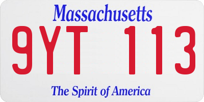 MA license plate 9YT113
