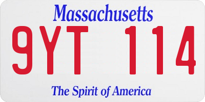 MA license plate 9YT114