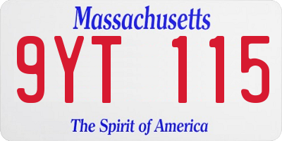 MA license plate 9YT115