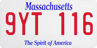 MA license plate 9YT116