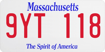 MA license plate 9YT118