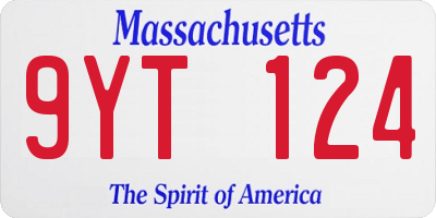 MA license plate 9YT124