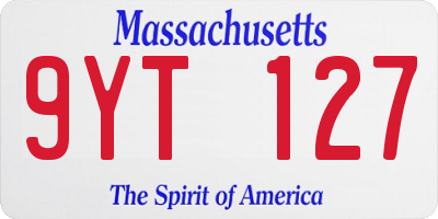 MA license plate 9YT127