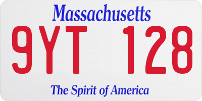 MA license plate 9YT128