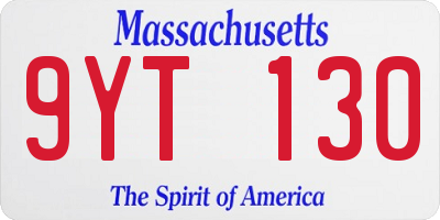 MA license plate 9YT130