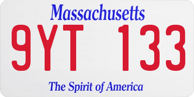 MA license plate 9YT133