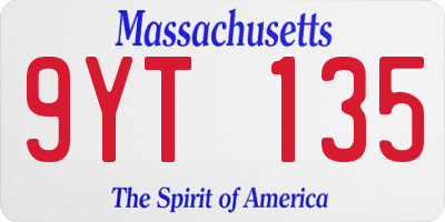 MA license plate 9YT135