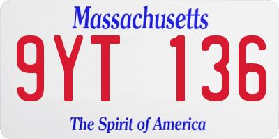 MA license plate 9YT136