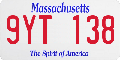 MA license plate 9YT138