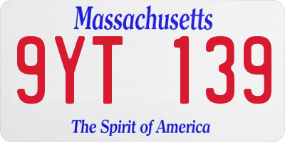 MA license plate 9YT139