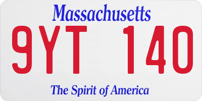 MA license plate 9YT140