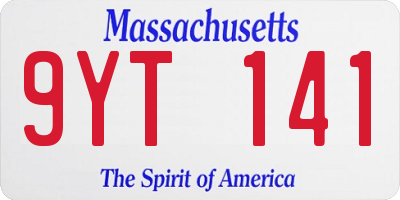 MA license plate 9YT141