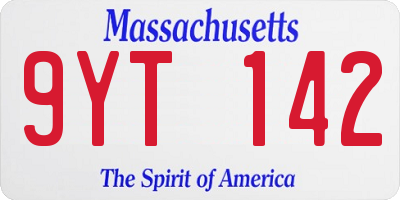 MA license plate 9YT142