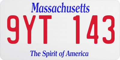 MA license plate 9YT143