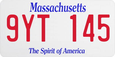 MA license plate 9YT145