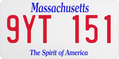 MA license plate 9YT151