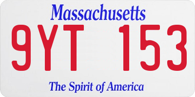 MA license plate 9YT153