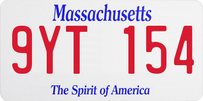 MA license plate 9YT154