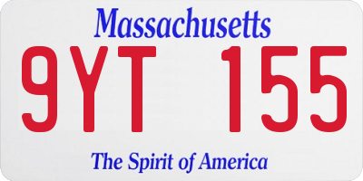MA license plate 9YT155