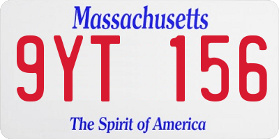 MA license plate 9YT156