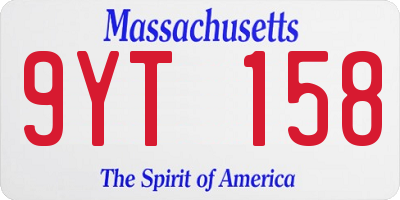 MA license plate 9YT158