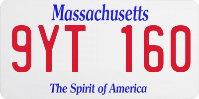 MA license plate 9YT160