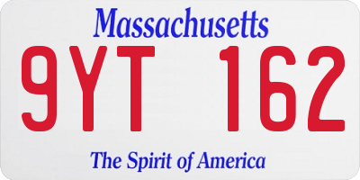 MA license plate 9YT162