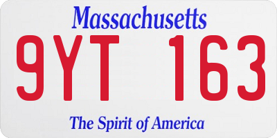 MA license plate 9YT163