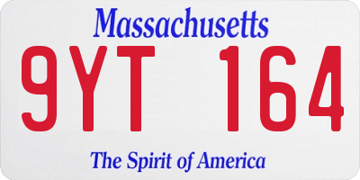 MA license plate 9YT164