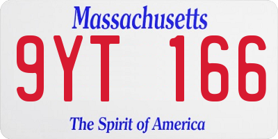MA license plate 9YT166