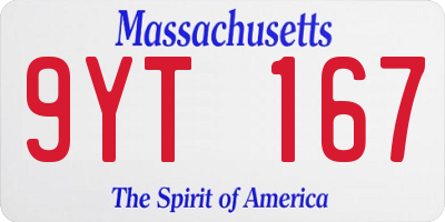 MA license plate 9YT167