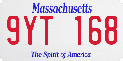 MA license plate 9YT168
