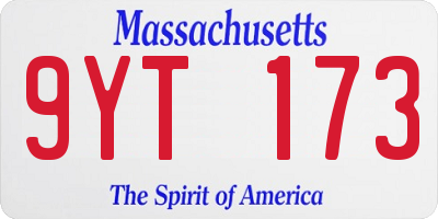 MA license plate 9YT173