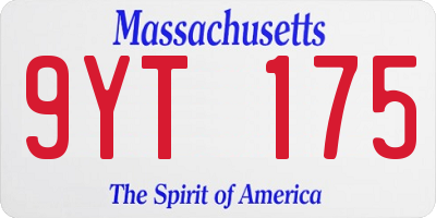 MA license plate 9YT175