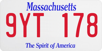 MA license plate 9YT178