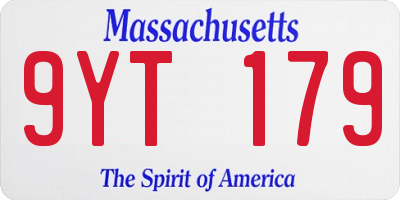 MA license plate 9YT179