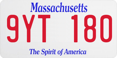 MA license plate 9YT180