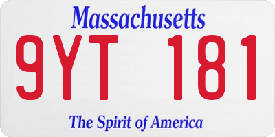 MA license plate 9YT181