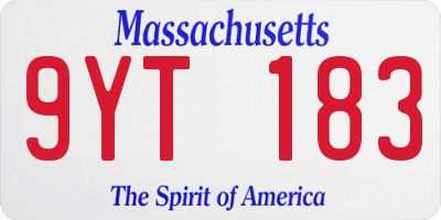 MA license plate 9YT183