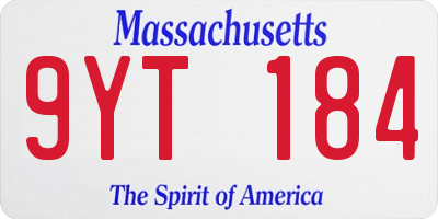 MA license plate 9YT184