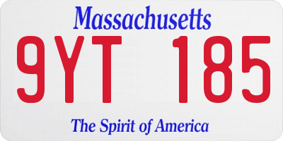 MA license plate 9YT185
