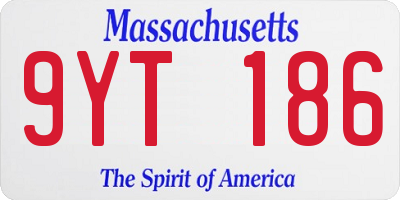 MA license plate 9YT186